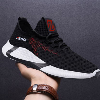 New sports shoes men's breathable casual mesh shoes increase comfort lacing non-slip low-top running shoes