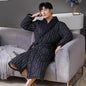 Long sleeve thin quilted pure cotton bathrobe for autumn and winter