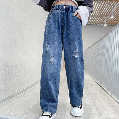 Middle-aged children's loose wide-leg jeans