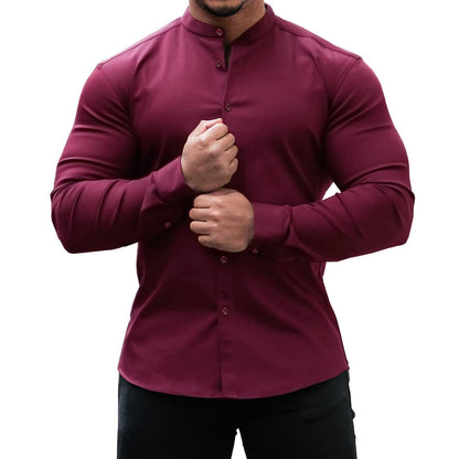 Solid color sports casual shirt for men