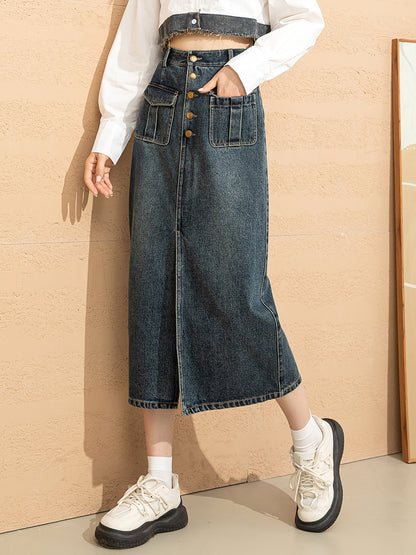 High Waist Work Clothes Denim Skirt For Women