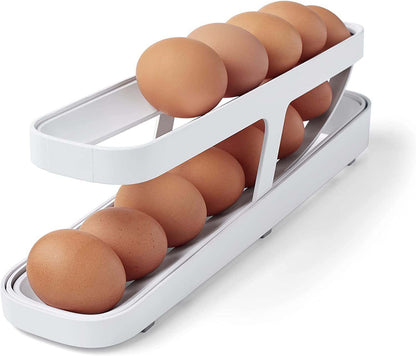 Automatische Scrollen Ei Rack Halter Lagerung Box Ei Korb Container Organizer Rolldown Kühlschrank Ei Spender Für Küche Gadgets