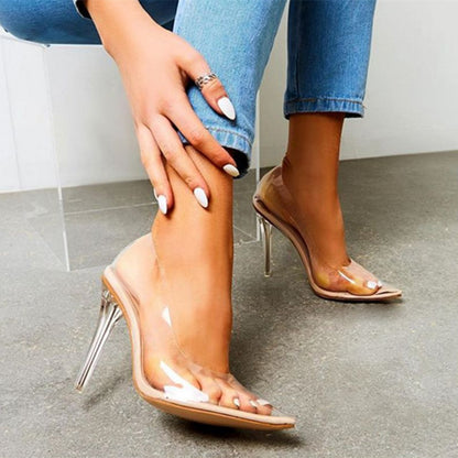 Women's Transparent Pumps Pointed Low-cut Stiletto Heel