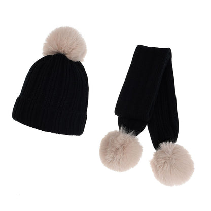 Baby Hat Scarf Set Winter Cute Pompon Thick Warm Knitted Beanie Scarves For Boy Girl Children Hats Solid Color Boys Girls Bonnet