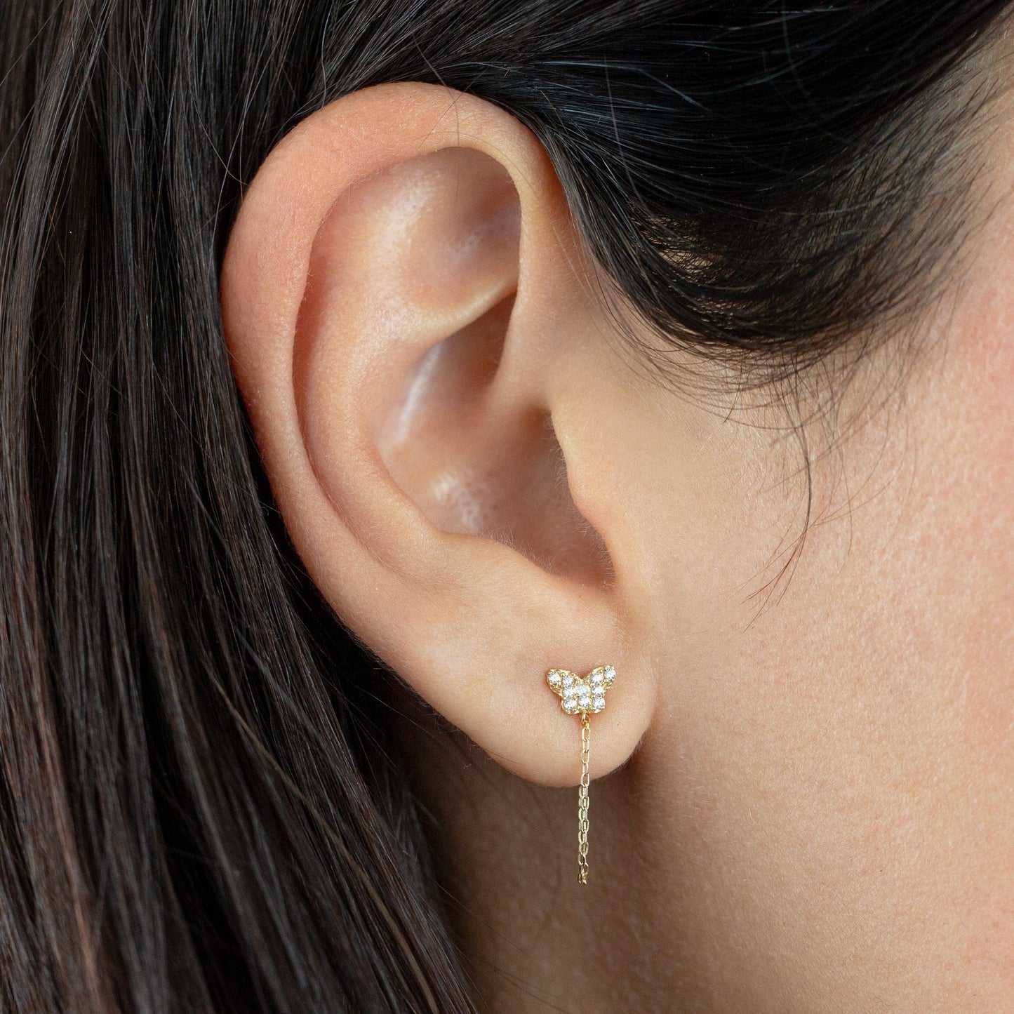 Ohrringe mit integriertem Zirkon-Schmetterling und Diamanteinlage
