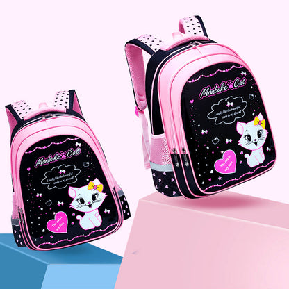 Children's school backpack with cute cat pattern