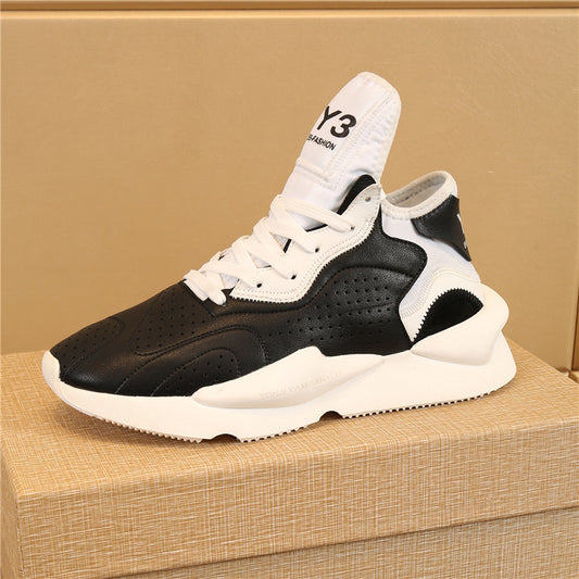 Fashionable casual leather running sneakers for men