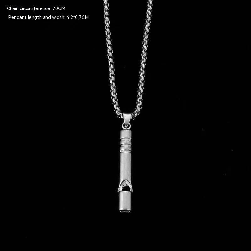 Trendy men's sweater necklace with personalized hip hop whistle pendant