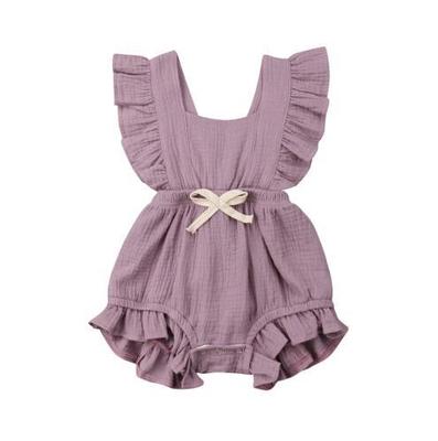 Baby dress with lotus leaf lace sleeves and bow