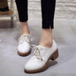 Small leather shoes for women spring 2024 new retro chunky shoes for women Korean version of the flat student mid-heeled shoes