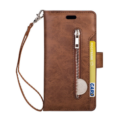Multifunktionale Brieftasche aus Leder mit Reißverschluss