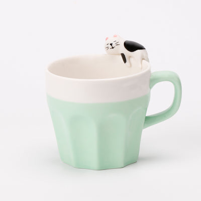 Minimalist ceramic coffee cartoon milk sleep water spoon spoon lovers mug