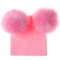 Mikkie Fur Hat Two-Ball Knitted Hat for Kids