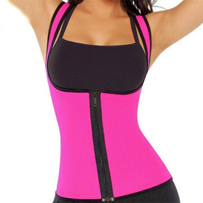 Women's Zip Up Sports Waist Cincher with Moisture Wicking Vest