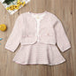 Long sleeve dresses two piece kids baby suit with small incense wind