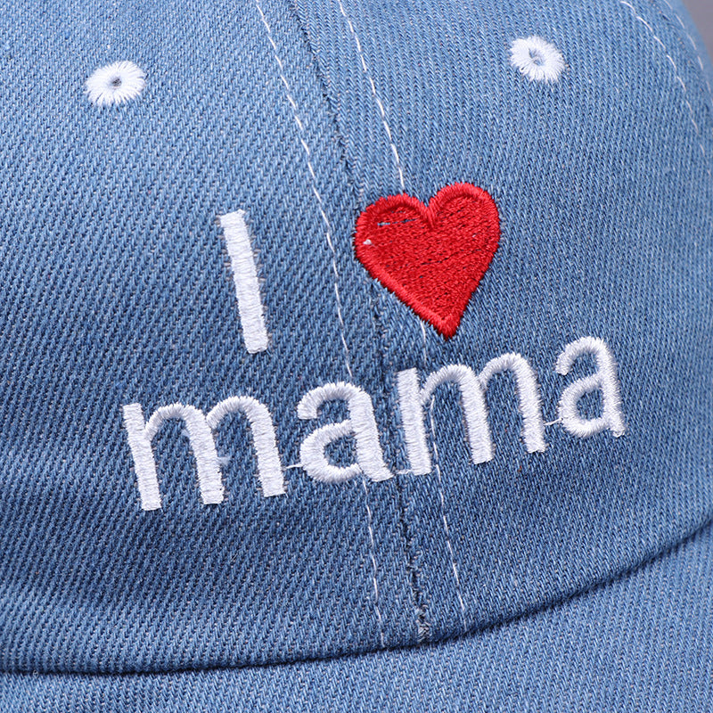 Embroidered baby sun hat with “Love Baby Sun Hat” print. 