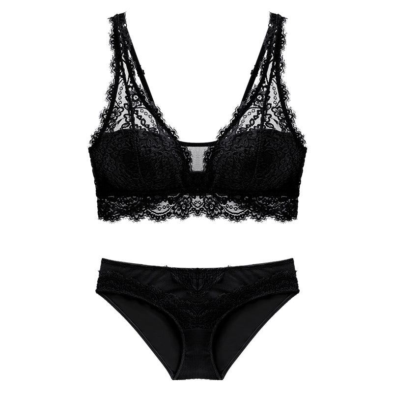 Laceless Bra Ruched Lace Bra Set