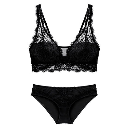 Laceless Bra Ruched Lace Bra Set