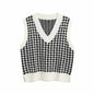 Houndstooth knitted vest