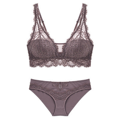 Laceless Bra Ruched Lace Bra Set