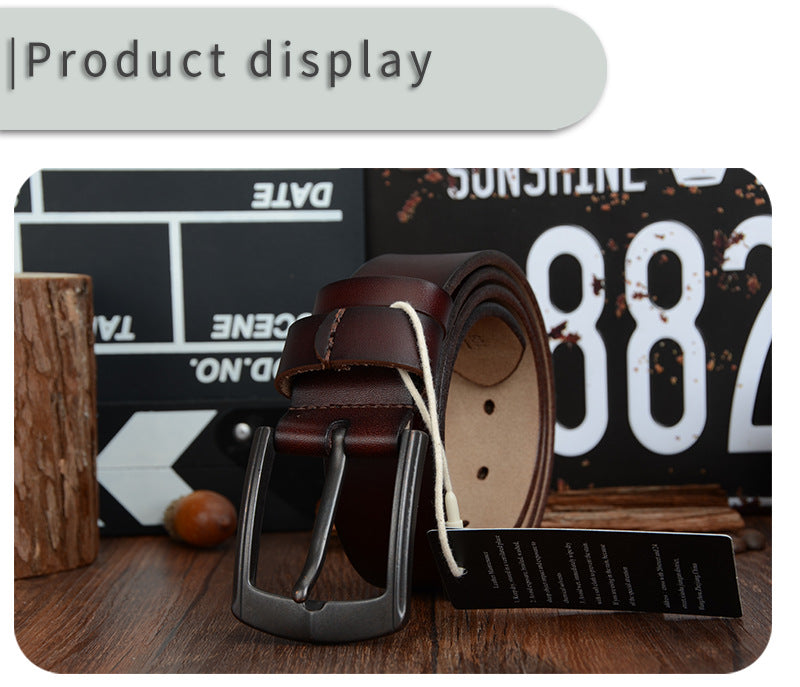 Leather belt with dynamic buckle