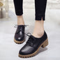 Small leather shoes for women spring 2024 new retro chunky shoes for women Korean version of the flat student mid-heeled shoes