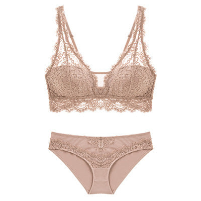 Laceless Bra Ruched Lace Bra Set