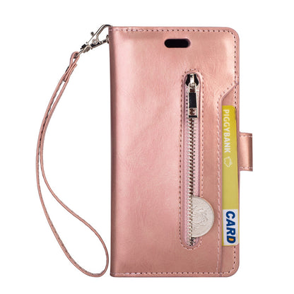 Multifunctional leather wallet with zipper