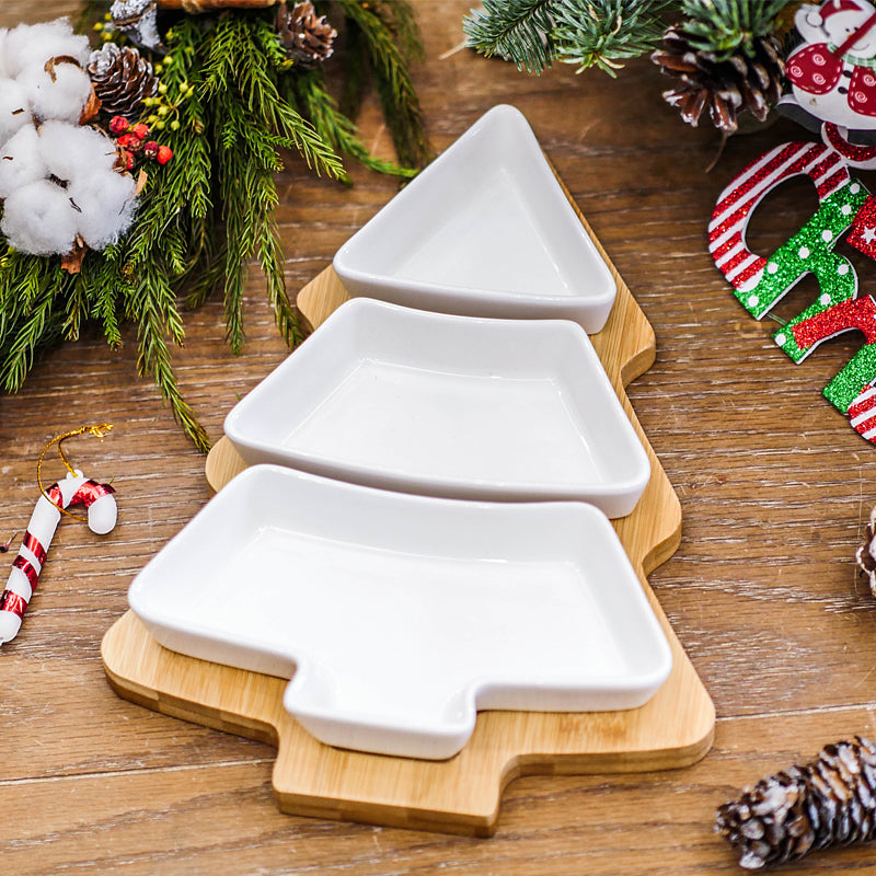 4 pieces Christmas tree ceramic plates