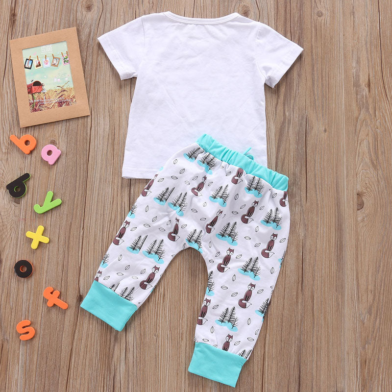 Neugeborenes Baby-Kleidungsset T-Shirt Oberteile und Hosen Outfits für kleine Jungen und Mädchen