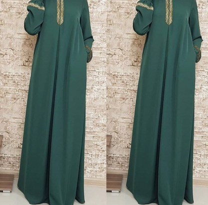 Frauen Plus Size Print Abaya Jilbab Mulimische Maxi Kleid
