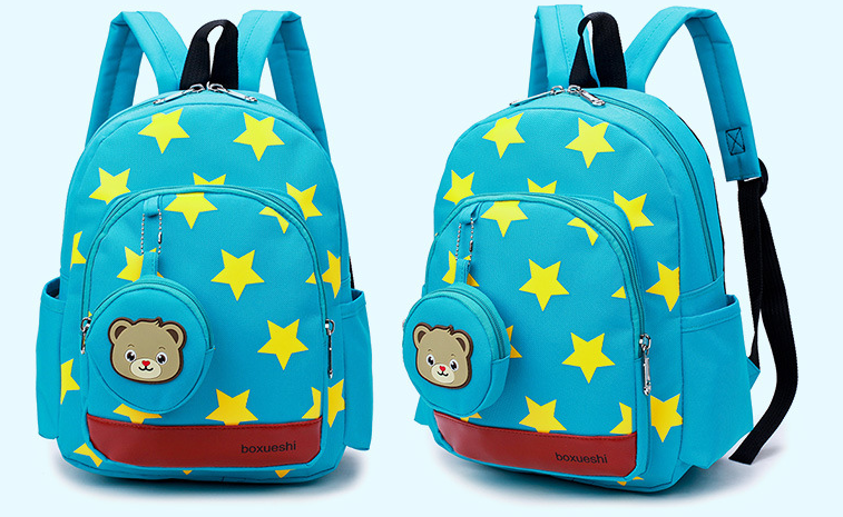 A small bear kindergarten bag with double shoulder strap