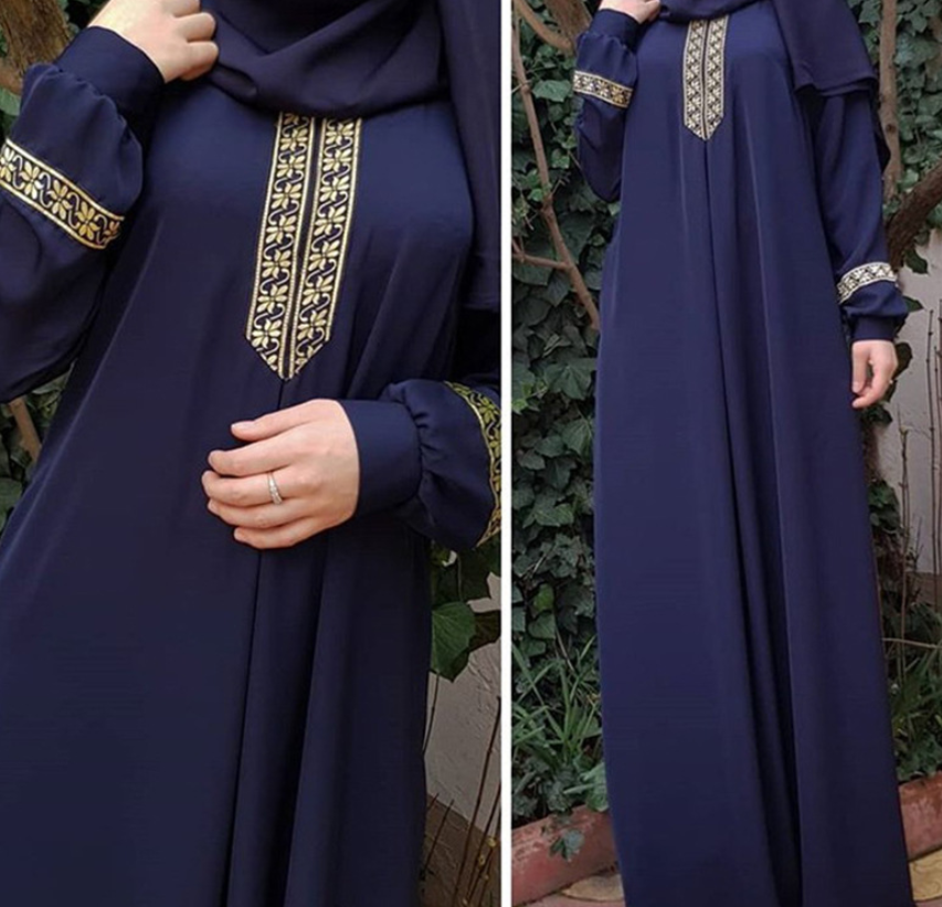 Frauen Plus Size Print Abaya Jilbab Mulimische Maxi Kleid