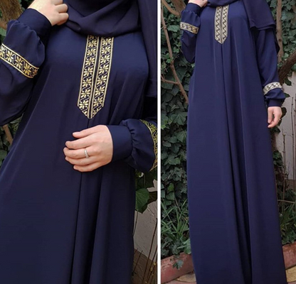 Frauen Plus Size Print Abaya Jilbab Mulimische Maxi Kleid