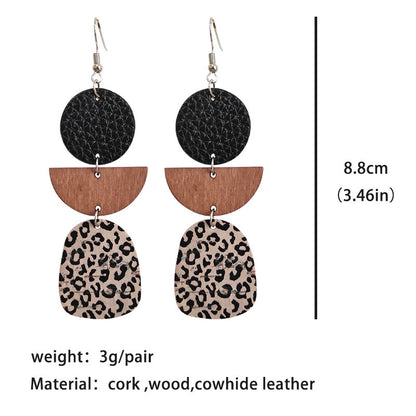 Fashion simple geometric cowhide earrings