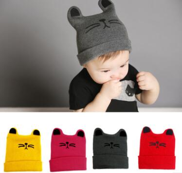 Baby Newborn Baby Knit Cartoon Child Kids Girl Cat Ear Hat Beanie Hat Warm Autumn Winter