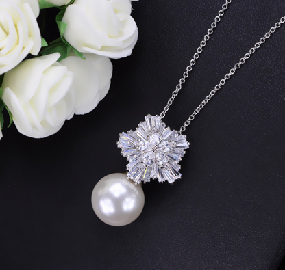 Perlenohrringe für Frauen mit luxuriösem feuerwerksförmigem Zirkonia Damenschmuck Geburtstagsgeschenk