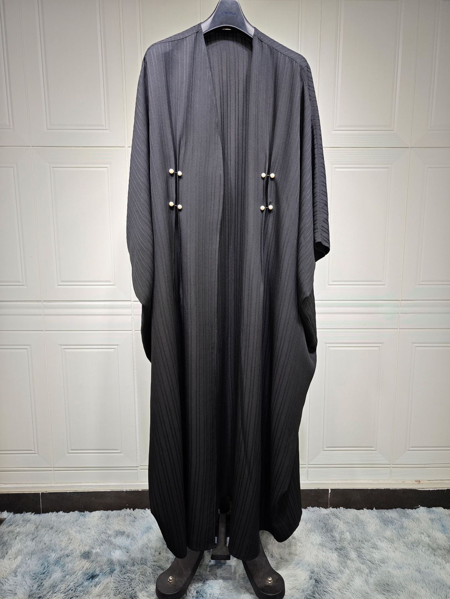 Muslim Women's Clothing Modest Modern Fashion Turkish Striped Casual Plus Size Abaya Cardigan Robe