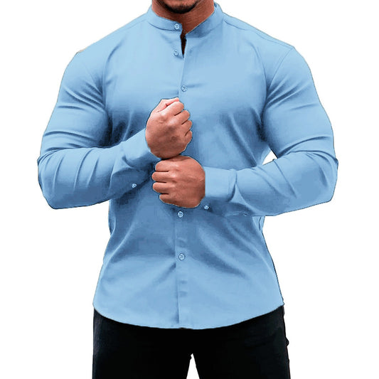 Solid color sports casual shirt for men