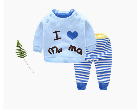New baby sweater suit baby jacket thick thick line suit