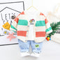 Jungen und Mädchen dreiteilige Baby-Baumwoll-Regenbogen-gestreifte Strickjacke Jeans Kinder