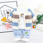 Jungen und Mädchen dreiteilige Baby-Baumwoll-Regenbogen-gestreifte Strickjacke Jeans Kinder