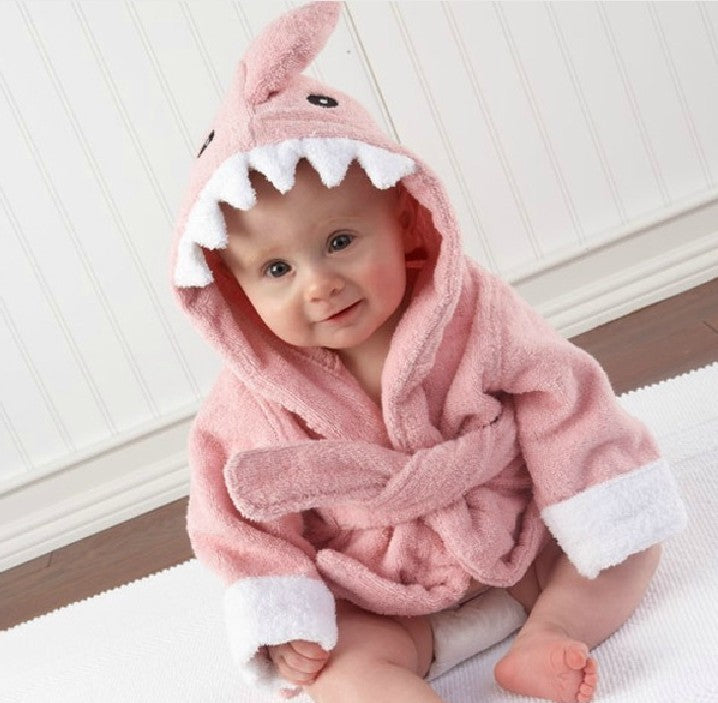 Absorbent animal-shaped children's bathrobe with hood