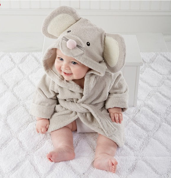 Absorbent animal-shaped children's bathrobe with hood