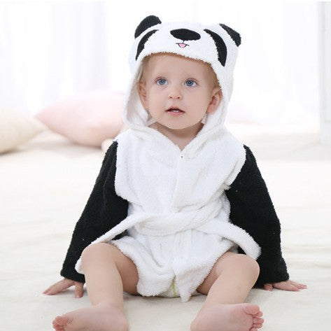 Absorbent animal-shaped children's bathrobe with hood
