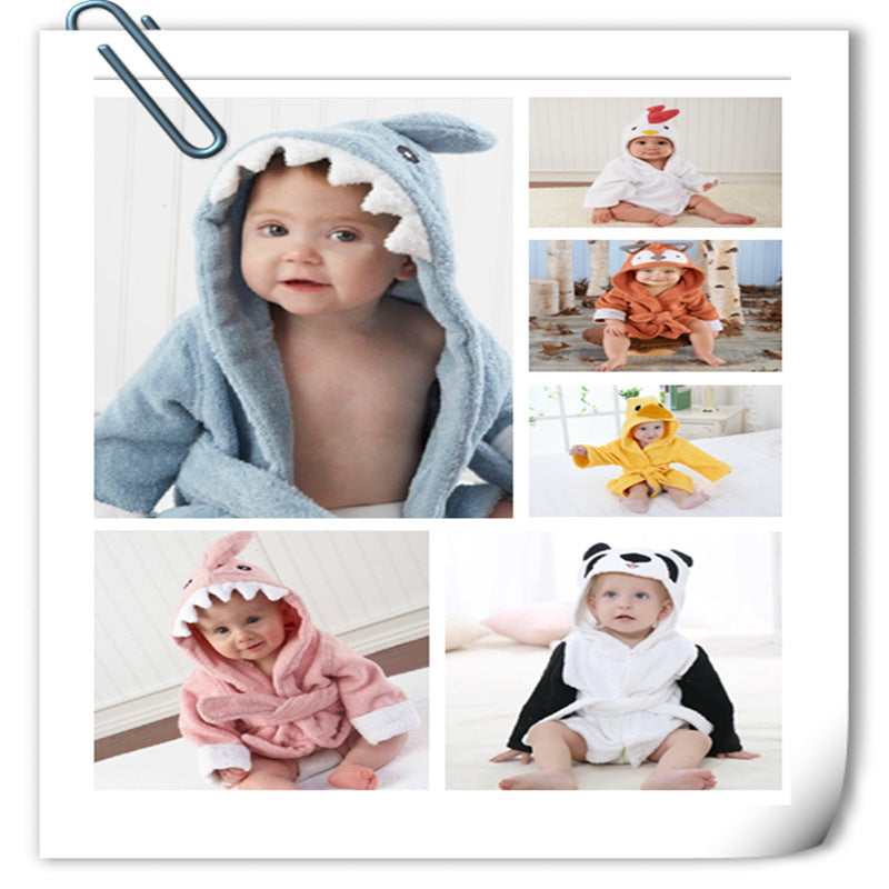 Absorbent animal-shaped children's bathrobe with hood