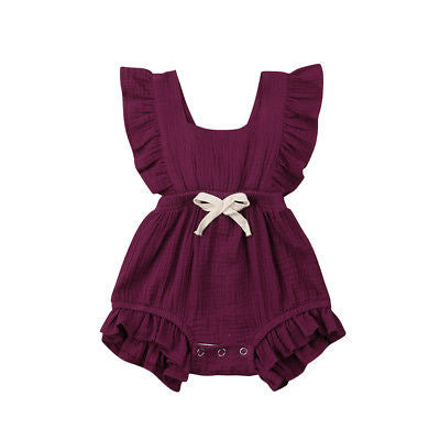 Baby dress with lotus leaf lace sleeves and bow