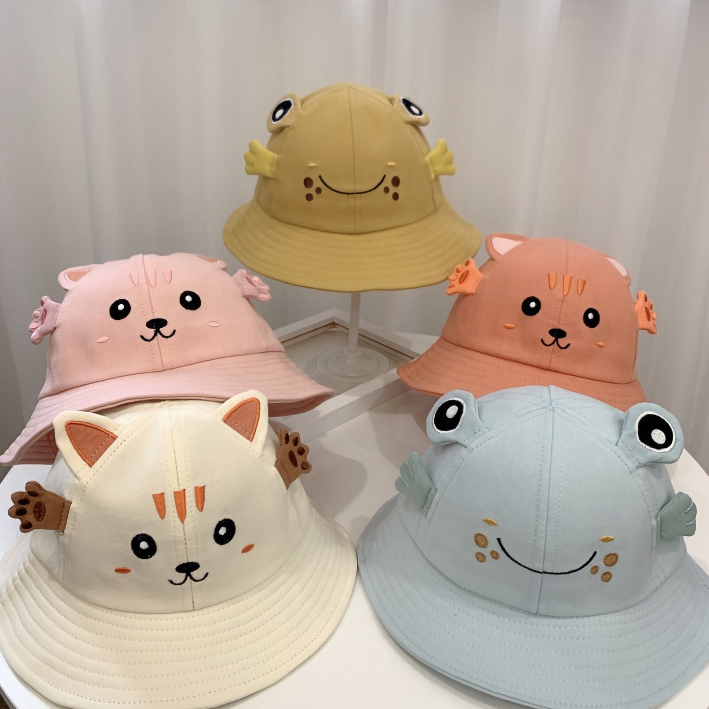 New Products Sun hat with kitten and frog small pot hat baby hat