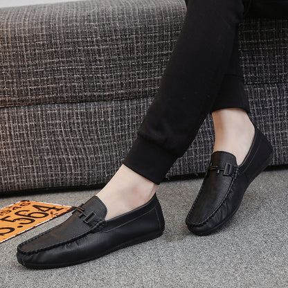 Gestreifter weicher Leder-Lazy-Schuhüberzug Fußmode