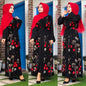Muslimischer Print Abaya Kimono Floral Hijab Kleid Arabisch Dubai Af